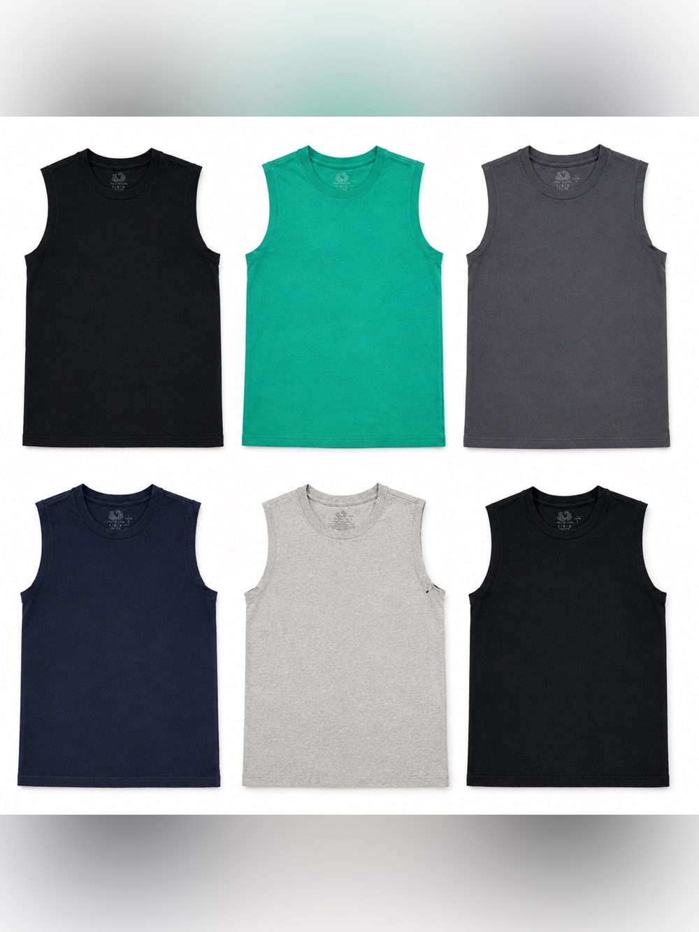 Bundle of 6 Fruit of the Loom Youth Big Boys Tank Tops Size L 10/12 Cotton